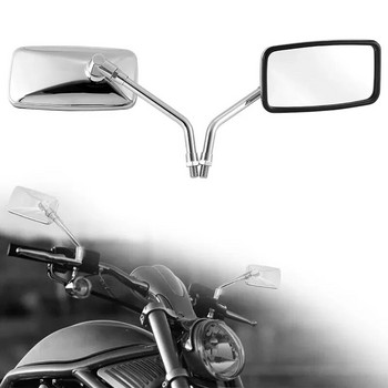 Ζεύγος καθρέφτες οπισθοπορείας μοτοσικλέτας καθολικής ορθογώνιας μοτοσικλέτας 10 χιλιοστών Chrome retrovisor moto mirror moto Για Honda Motorbike Scooter E-Bike