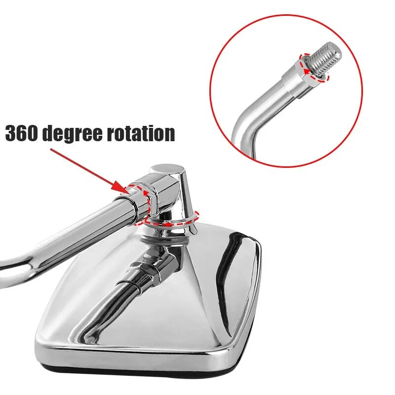 Par univerzalnih pravokutnih motociklističkih retrovizora 10 mm kromirani retrovizor moto ogledalo moto za Honda motocikl, skuter E-bicikl