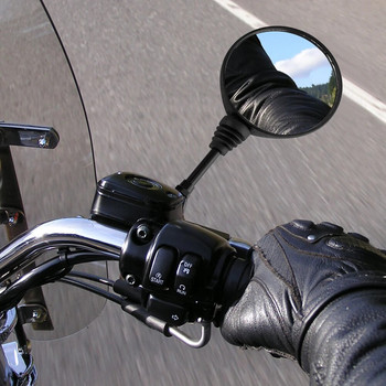 PECHAM 2PCS Мотоциклет Черен Универсален 10 мм Странично огледало Огледало за обратно виждане Анти-падане Сгъваемо кръгло огледало Алуминиева сплав