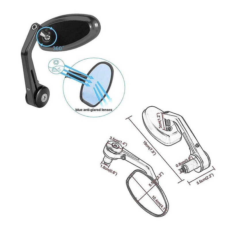 Motorkerékpár tükrök rúd végtükör Hátulnézet Motorkormány végtükör cafe racer retrovisor moto Motorkerékpár tükrök