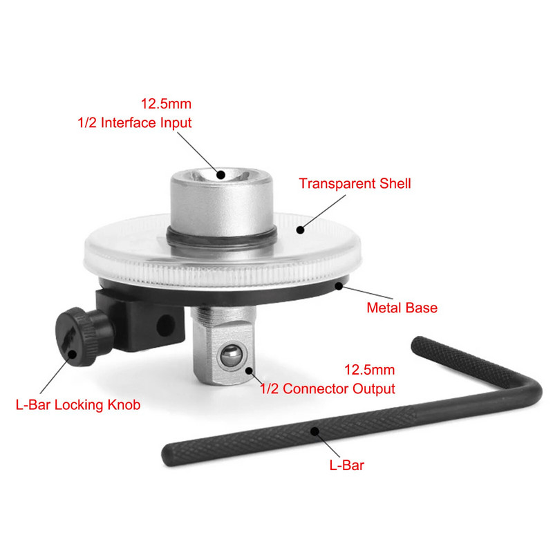 Szögnyomatékkulcs 1/2 hüvelykes autógarázs csavarhúzó autójavító meghajtó digitális állítható mérő goniométer indexelő kéziszerszám
