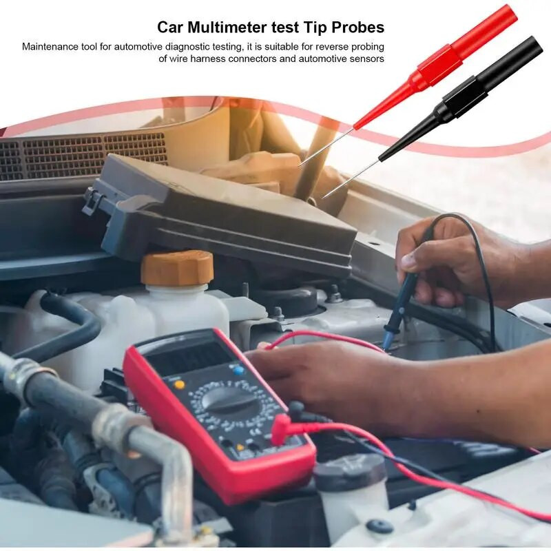 Multimetro bandymo zondas Neardomosios izoliacijos vielos vėrimo adata 0,7 mm bandymo zondo kaiščiai 2 vnt. bandymo antgaliai automobiliams