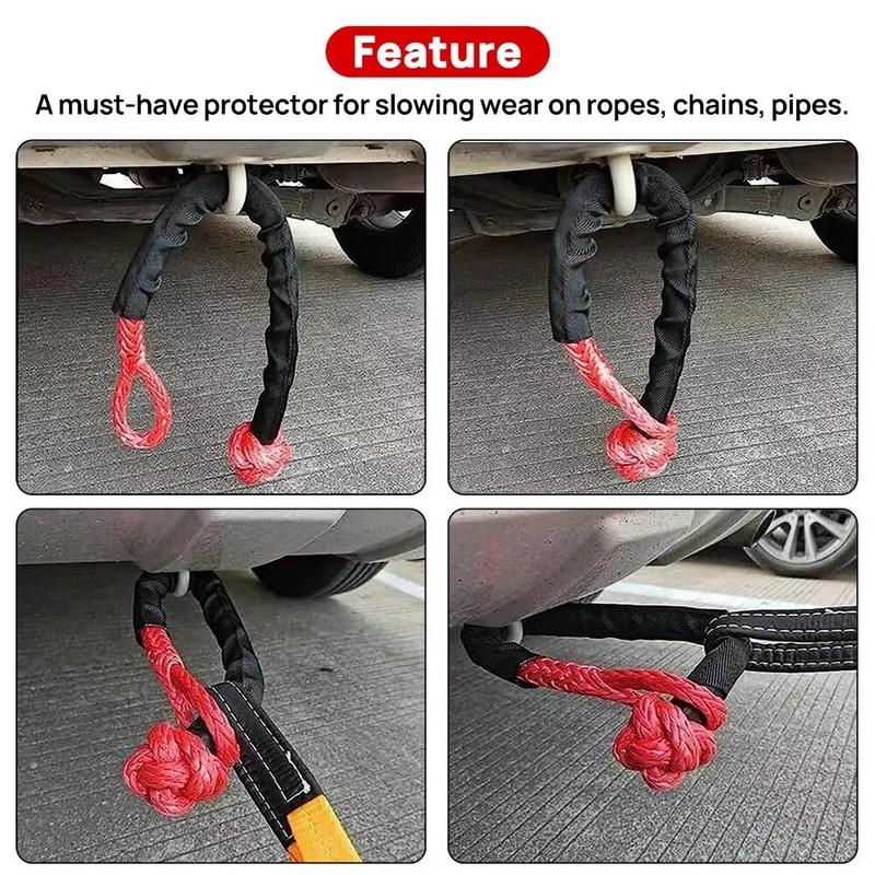 Protector de frânghie pentru troliu pentru mașină Manșon de protecție pentru frânghie de troliu din poliester Lățime neagră Manșon exterior de protecție pentru cabluri universale