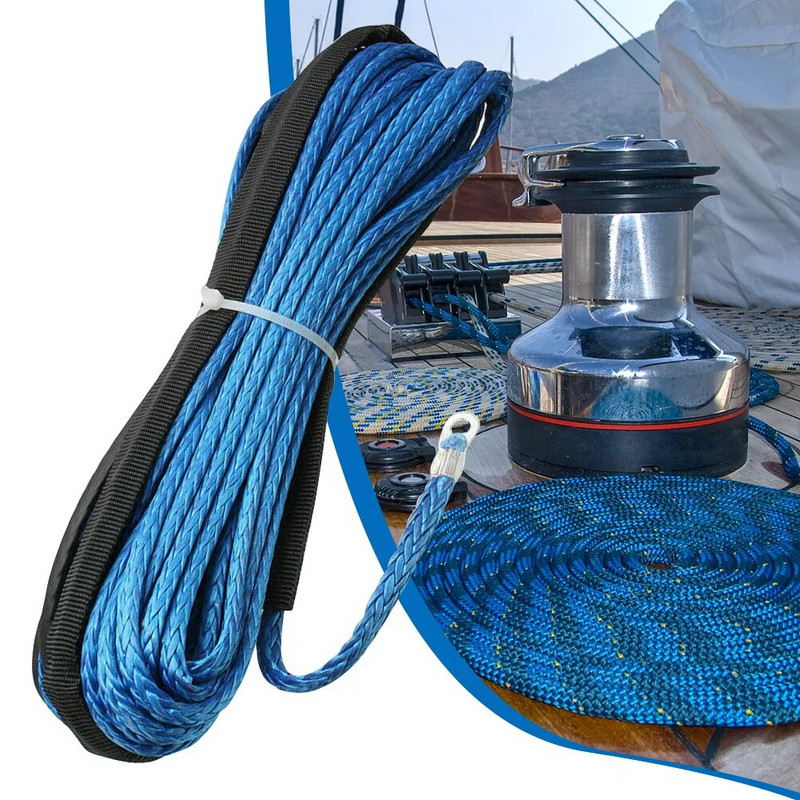 Συνθετικό σχοινί ρυμούλκησης 7700LBs Σχοινί συντήρησης πλυντηρίου αυτοκινήτου 15M Καλώδιο ανάκτησης γραμμής συνθετικού βαρούλκου για ATV UTV εκτός δρόμου