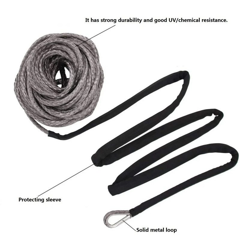 Καλώδιο βαρούλκου 15m Kevlar Cable Tower Car Tow Strap Trailer Rope with Hog for ATV Off Road Accessories 7700lbs 3,5T