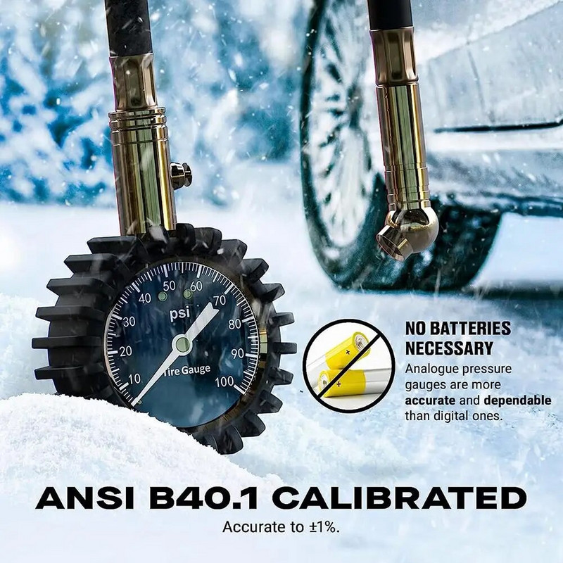 100 PSI auto rehvirõhu mõõtur 2-tolline täpne rehvirõhu tabel auto veoautode mootorratta õhurõhu testeri jaoks