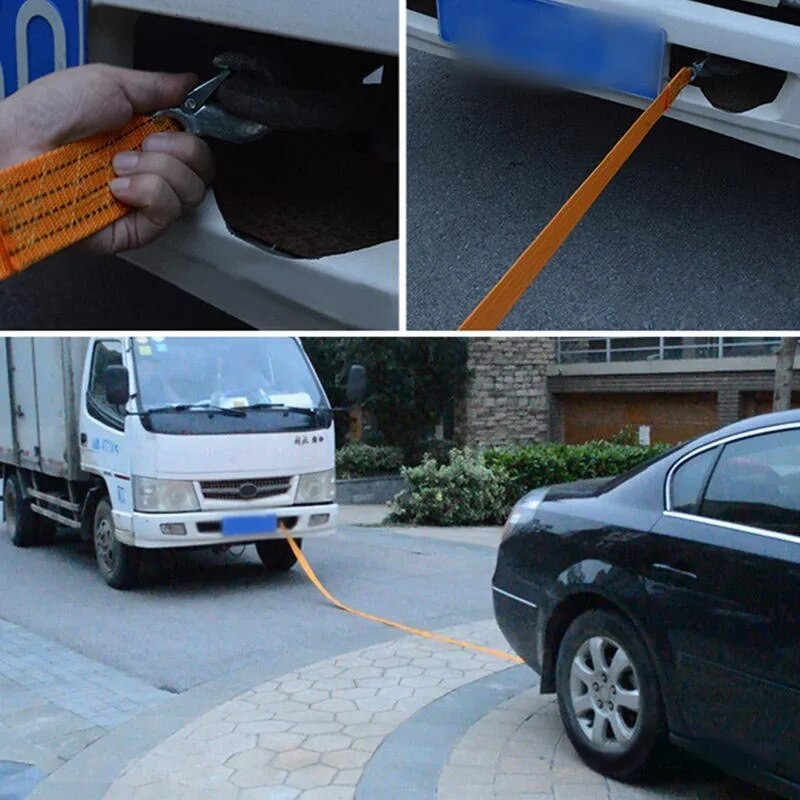 Ιμάντας καλωδίου σχοινιού ρυμούλκησης αυτοκινήτου 3M βαρέως τύπου με 2 αντιολισθητικούς γάντζους για ιμάντα ρυμούλκησης οδικής ανάκτησης οχημάτων έκτακτης ανάγκης