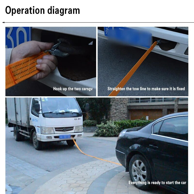 3M lieljaudas 3 tonnu automašīnas vilkšanas troses vilkšanas troses siksnas āķi furgona ceļa atgūšana priekš Audi Benz Buick Skoda Mazda Ford Toyota BMW