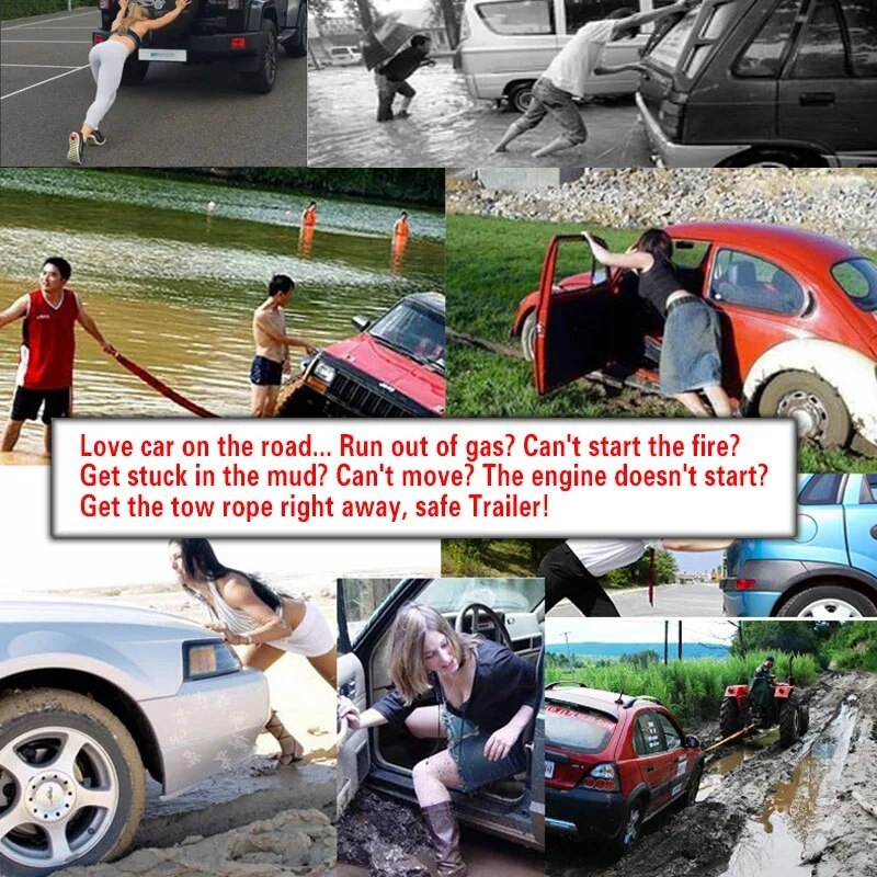 3M lieljaudas 3 tonnu automašīnas vilkšanas troses vilkšanas troses siksnas āķi furgona ceļa atgūšana priekš Audi Benz Buick Skoda Mazda Ford Toyota BMW