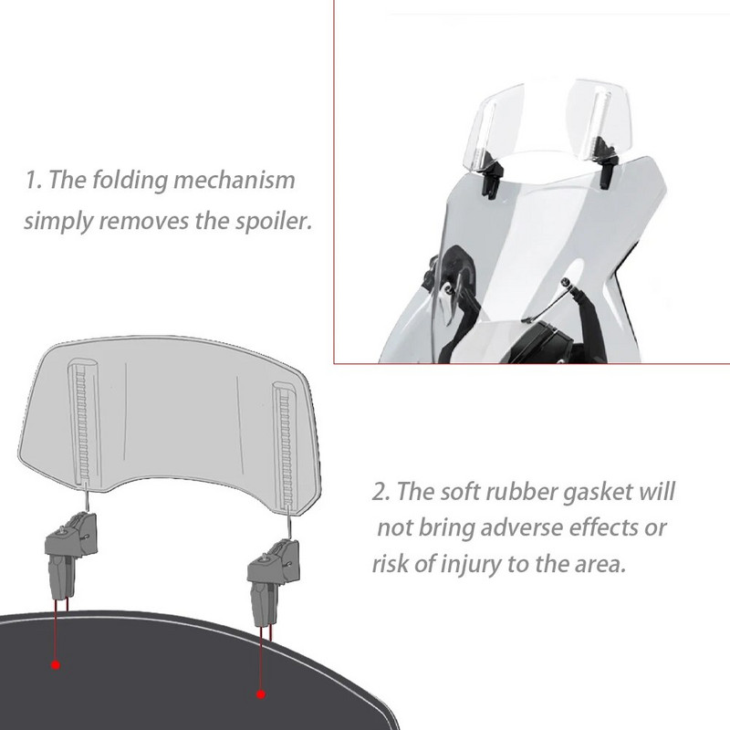 Universāls motocikla vējstikla pagarinājuma regulējams spoilera deflektors priekš HONDA CB400X CB500X NT1100 XL750 Transalp ADV 150