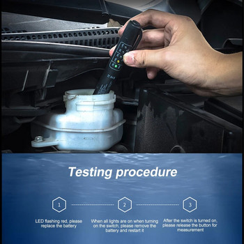 Универсален тестер за спирачна течност Прецизни инструменти за диагностика на качеството на маслото LED индикатор Писалка за тестване на течности Тестер за автомобилно спирачно масло