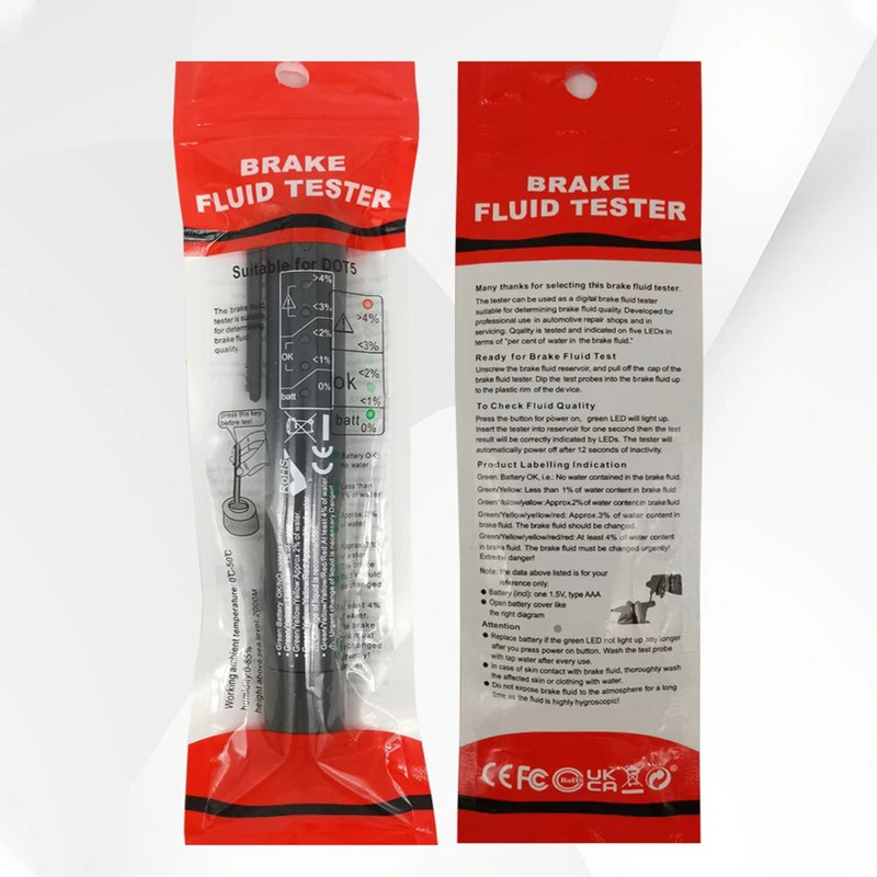 Universalus stabdžių skysčio testeris Tikslus alyvos kokybės diagnostikos įrankis LED indikatorius Skysčio tikrinimo rašiklis Automobilių stabdžių alyvos testeris