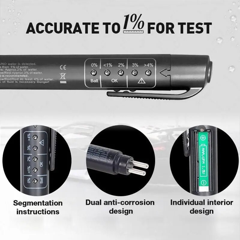 Tikslus alyvos kokybės tikrinimo rašiklis Universalus stabdžių skysčio testeris, automobilio stabdžių skysčio skaitmeninis testeris, transporto priemonės automobilių automobilių bandymo įrankis