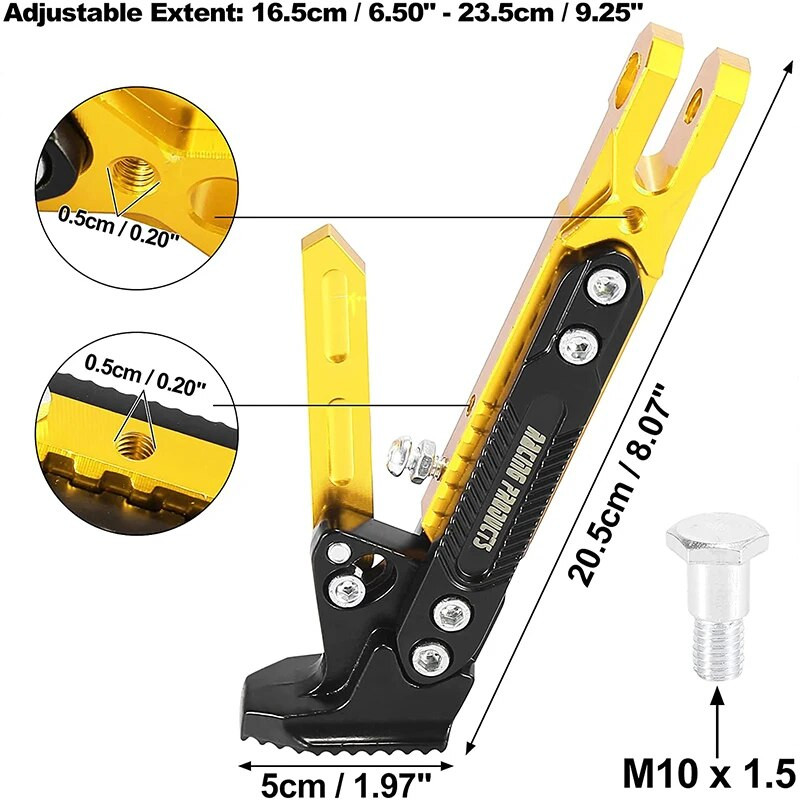 Motociklam regulējams CNC metāla kājas kronšteins, sānu kronšteins, izturīgs pret koroziju izturīgs kronšteins Motocikla statīva piederumi