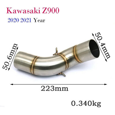 Kawasaki z900 jaoks 2017-2021 z900 väljalasketoru 51 mm väljalasketoru keskmine toru Mootorratta väljalaskesüsteemi väljalasketoru Modifitseeri z900 Kawasaki