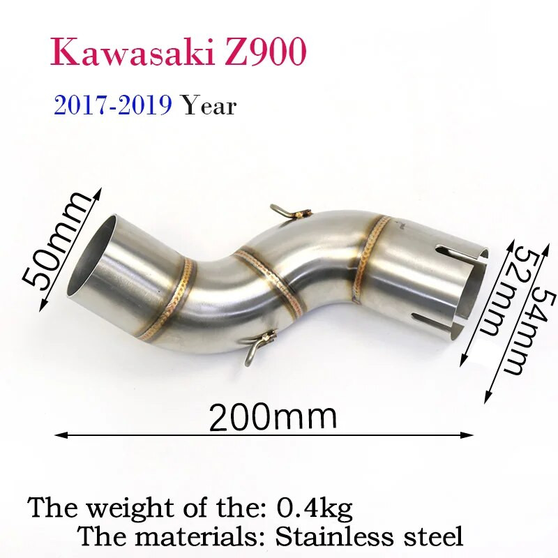 Kawasaki z900 jaoks 2017-2021 z900 väljalasketoru 51 mm väljalasketoru keskmine toru Mootorratta väljalaskesüsteemi väljalasketoru Modifitseeri z900 Kawasaki