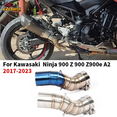Slip On For Kawasaki Z900 A2 Z900e 2017-2023 Motorcycle Exhaust Muffler Escape Moto Modiifed Stainless Middle Mid Link Pipe