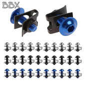 Universal 10 bucăți/set șurub pentru carcasă de motocicletă 5mm M5 șuruburi de carenare din aluminiu Clip de fixare șurub piulițe cu arc Accesorii pentru motociclete