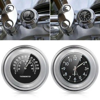 22-25 мм часовник за кормило на мотоциклет, термометър, водоустойчив циферблат, монтаж на кормилото, график на кормилото, части за мотоциклет