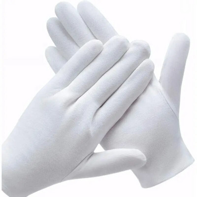 Fehér pamut kesztyűk teljes ujjú férfi női pincérek/sofőrök/ékszerek/munkások puha ujjatlan ujjak izzadságelnyelő kesztyűk kézvédő