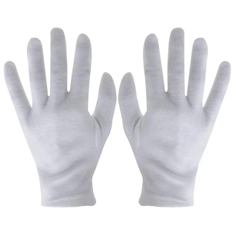 Baltos medvilninės pirštinės su pirštais Vyrai Moterys Padavėjai / vairuotojai / Papuošalai / Darbuotojai Minkštos kumštinės pirštinės, prakaitą sugeriančios pirštinės, rankų apsauga