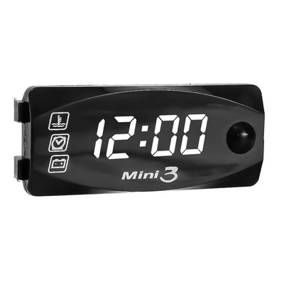 3-IN-1 mootorratta voltmeeter DC 6V-30V pinge aeg temperatuur LED-ekraani paneeli arvesti mõõtur, digitaalne voltmeeter elektromobiilile