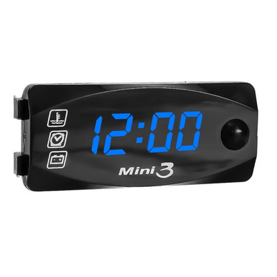 3-IN-1 mootorratta voltmeeter DC 6V-30V pinge aeg temperatuur LED-ekraani paneeli arvesti mõõtur, digitaalne voltmeeter elektromobiilile