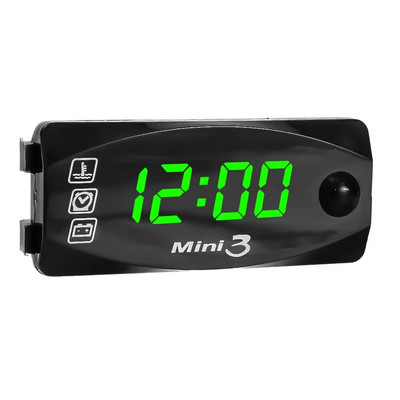 3-IN-1 mootorratta voltmeeter DC 6V-30V pinge aeg temperatuur LED-ekraani paneeli arvesti mõõtur, digitaalne voltmeeter elektromobiilile