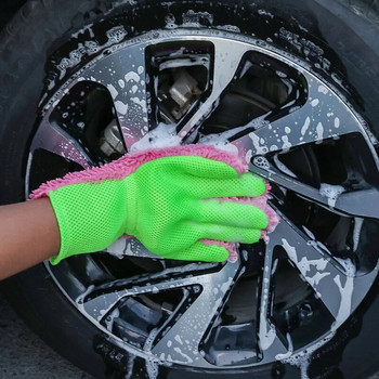 Двустранни микрофибърни ръкавици за автомивка Многофункционална почистваща четка Ръкавици за измиване на детайли Инструмент за почистване на автомобили за домашна употреба