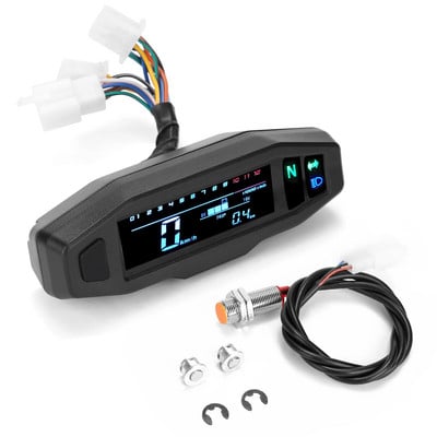 Motociklo spidometro matuoklis universalus LCD skaitmeninis odometro skaitiklis motorinio dviračio tachometro degalų matuoklio posūkio signalo indikatorius