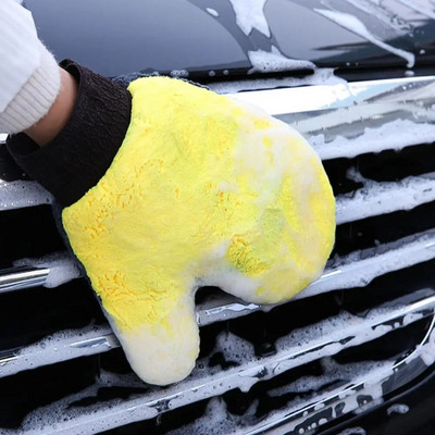 Mănușă din lână de coral moale Mănuși de spălat mașini din lână de coral premium Mănuși de spălat auto cu două fețe pentru absorbant pentru profesioniști
