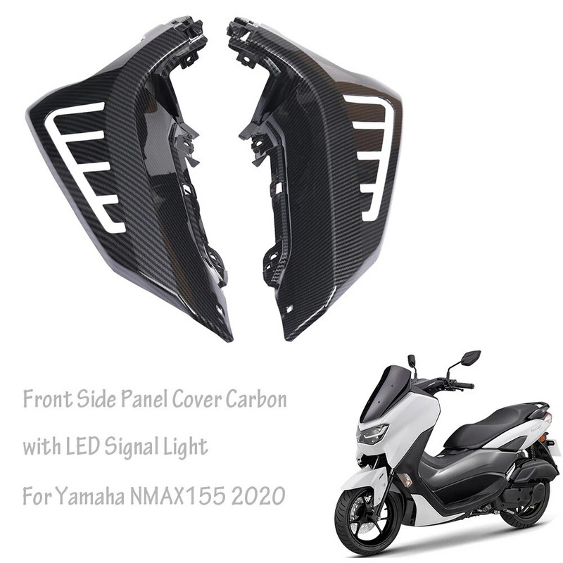 Motocikla priekšējā sānu paneļa vāka oglekļa kāju vairogs ar LED signāllampiņu priekš YAMAHA NMAX 125 155 2023 2022 NMAX155 2020 2021