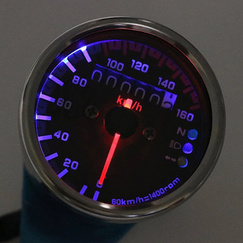 Мотоциклетен скоростомер Инструмент от неръждаема стомана Тахометър LED индикатор Одометър 12V Универсален за DUCATI YAMAHA KTM HARLEY