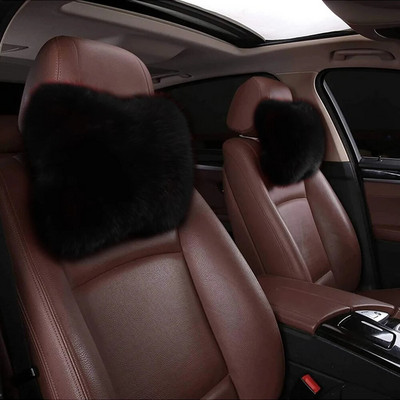 2tk Auto kaelapadjad Universaalne pehme karusnahast auto peatoe padi istme tarvikud seljatoe turvapadi auto sisetarvikud