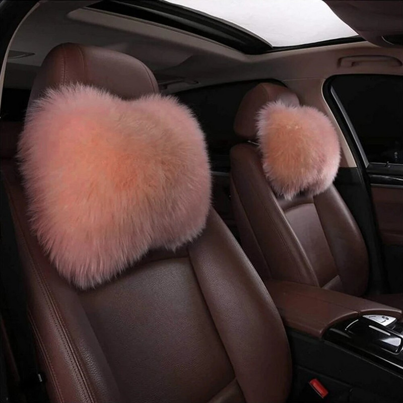 2tk Auto kaelapadjad Universaalne pehme karusnahast auto peatoe padi istme tarvikud seljatoe turvapadi auto sisetarvikud
