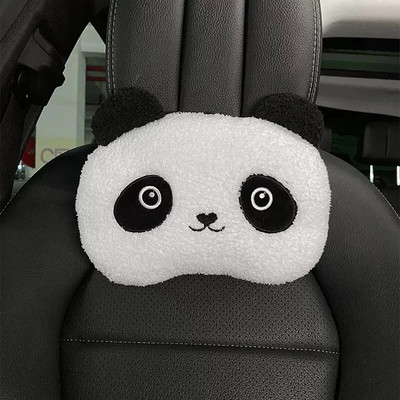Plīša anime automašīnas spilvens Creative Bear automašīnas galvas balsta kakla aizsardzības spilvens, balts suņu cūku spilvens, automašīnas aksesuāri