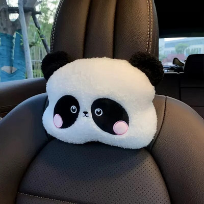 Plīša anime automašīnas spilvens Creative Bear automašīnas galvas balsta kakla aizsardzības spilvens, balts suņu cūku spilvens, automašīnas aksesuāri
