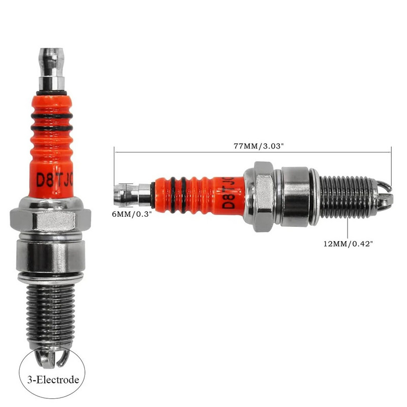 A7TJC D8TJC süüteküünal 3 elektrood GY6 50cc 125cc 150cc 200cc Mootor Mootor Mopeed Roller ATV Go Kart