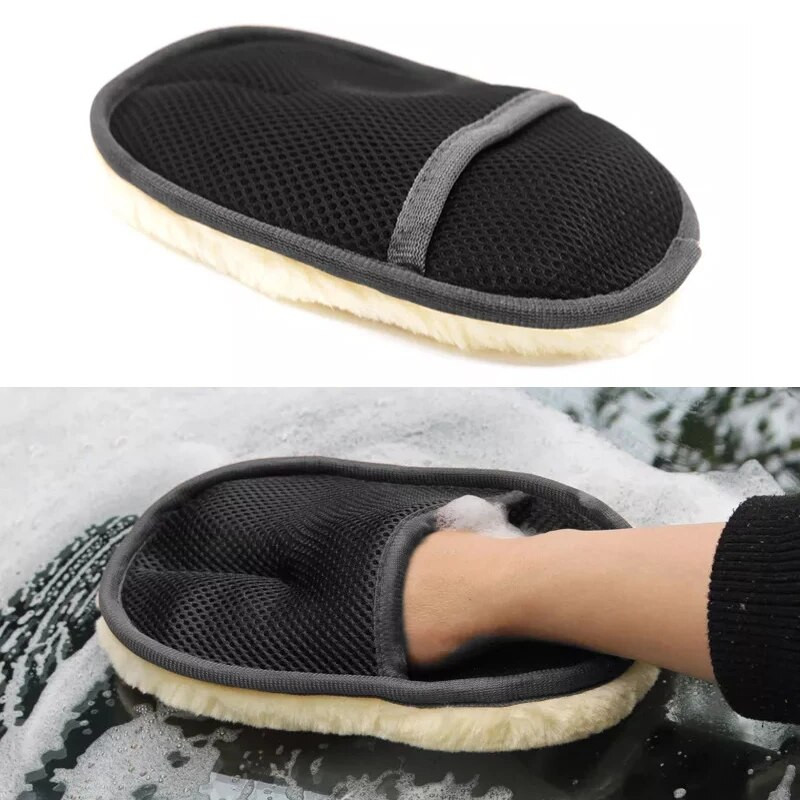 Mikrošķiedras vilna Mīksta Automašīnu tīrīšanas cimds Motociklu Mazgātāju Kopšana Auto Krāsu Mazgāšanas Kopšanas Instrumenti Melni auto mazgāšanas cimdu tīrīšana