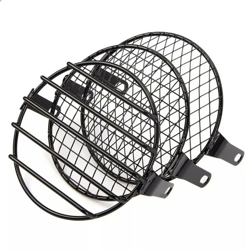 7 collu motocikla universālais vintage priekšējo lukturu aizsargs Retro režģa gaismas luktura pārsegs Motocikla modificēts metāla sieta abažūrs