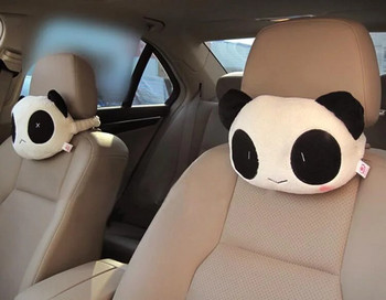Възглавници за врата на колата Плюшена прекрасна креативна облегалка за глава Panda за облекчаване на болката в главата, пълна с влакна Универсална възглавница за кола