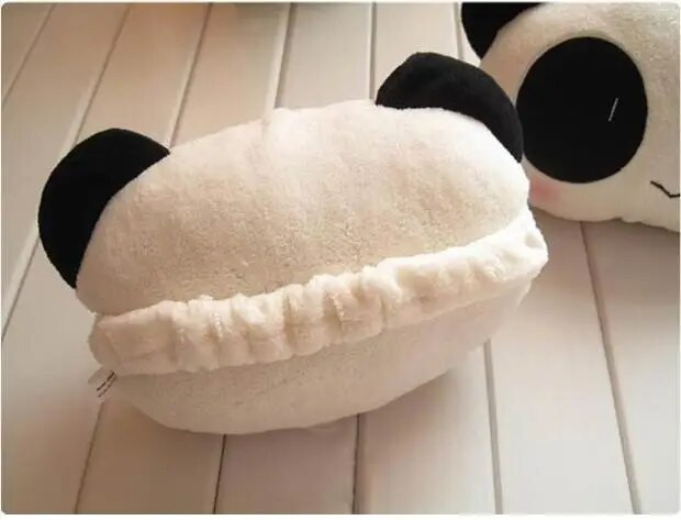 Automašīnas kakla spilveni plīša jauks Creative Panda galvas balsts galvas sāpju mazināšanai, pildītas šķiedras universāls automašīnas spilvens