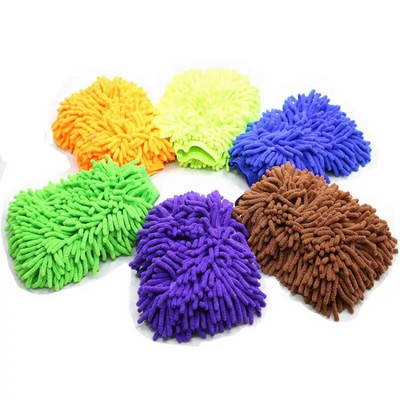 1Pc Double-Sided Microfiber Washable Car Washing Gloves Double-Sided Car Care Cleaning Gloves