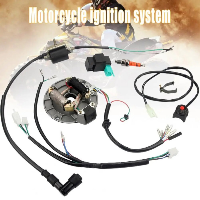 Motocikla aizdedzes statora vadu instalācijas aizdedzes spole Magnetos stators 50cc 70cc 110cc 125cc 4-taktu netīrumu motociklam
