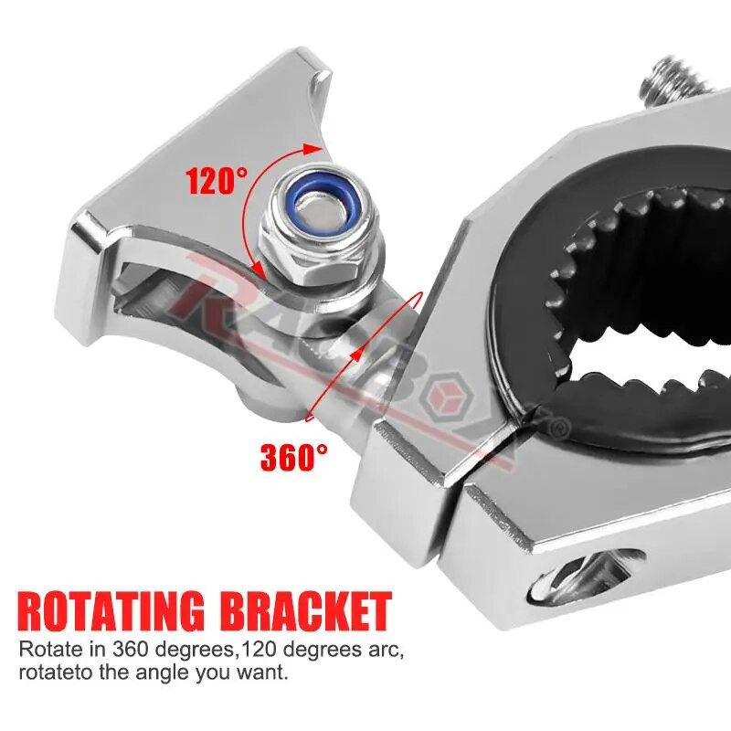 Στήριγμα προβολέα LED μοτοσικλέτας CNC 18-30mm Στήριγμα προφυλακτήρα M6 Στήριγμα για σημειακή λάμπα ομίχλης Σφιγκτήρας για Dirt Bike Car Περιστροφή 360 μοιρών