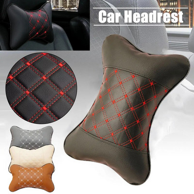 Car Neck Pillows Both Side Pu Leather 1pcs Pack Headrest For Head Pain Relief Filled Fiber Universal Car Headrest Pillow