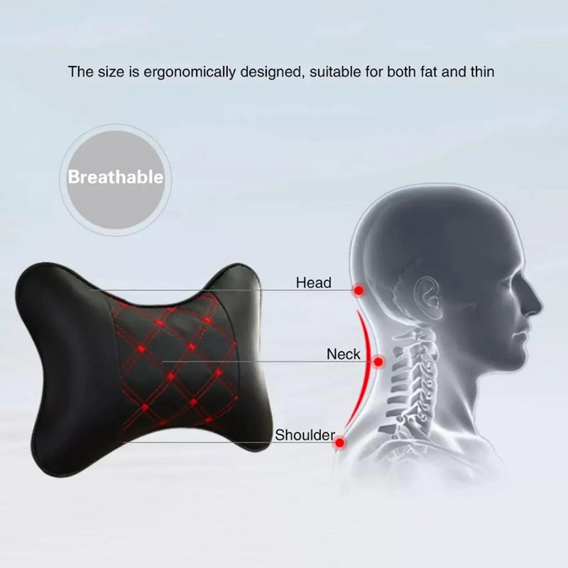 Automašīnas kakla spilveni abās pusēs Pu ādas 1 gab. Pack galvas balsts galvas sāpju mazināšanai Pildītas šķiedras universāls automašīnas galvas balsta spilvens