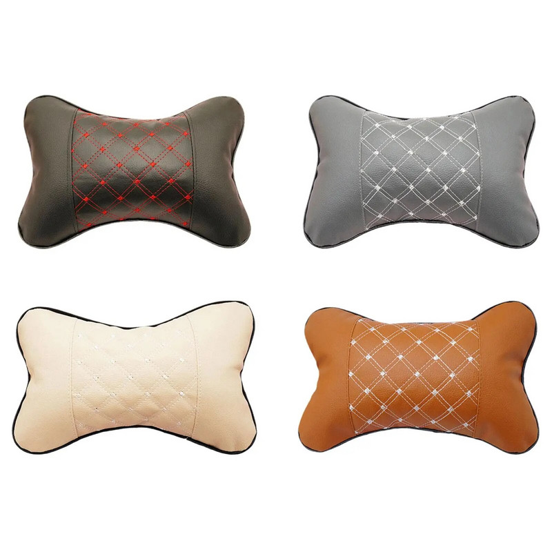 Automašīnas kakla spilveni abās pusēs Pu ādas 1 gab. Pack galvas balsts galvas sāpju mazināšanai Pildītas šķiedras universāls automašīnas galvas balsta spilvens