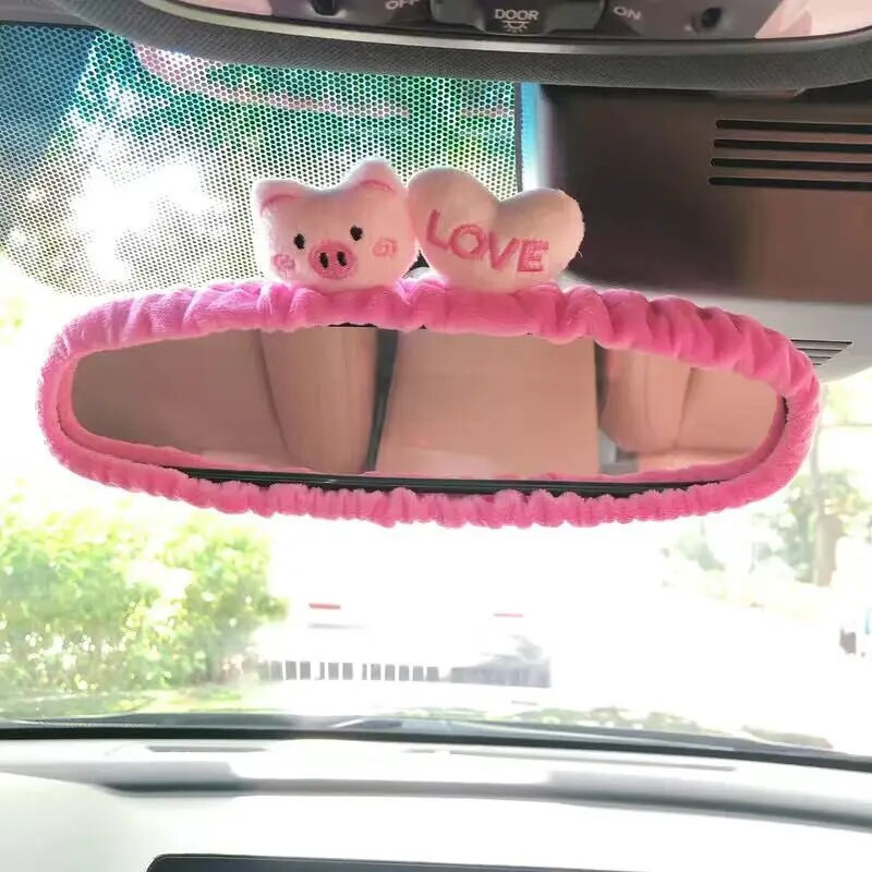 Karikatūra Automašīnas Salona Atpakaļskata Spoguļa Vāks Zaķa sirds Plīša Auto Atpakaļskata Spoguļa futrālis Apdares aksesuāri Sieviešu meitenēm