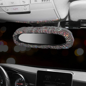 Bling Rhinestone Rear View Mirror Καλαίσθητο κάλυμμα καθρέφτη αυτοκινήτου με κρυστάλλινα διαμάντια ελαστικό γκλίτερ αυτοκινήτου πίσω όψη